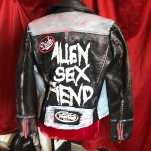 Hand painted faux leather punk jacket